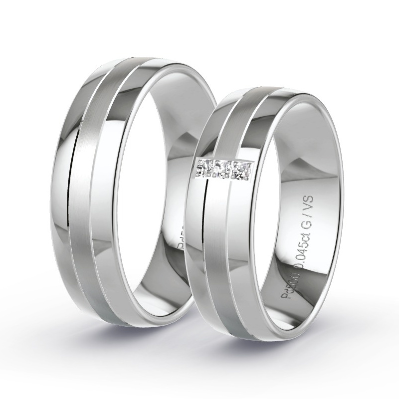 Alianzas Paladio - 0.045 kt Diamantes - Modelo N°1310 Alianzas Paladio - 0.045 kt Diamantes - Modelo N°1310