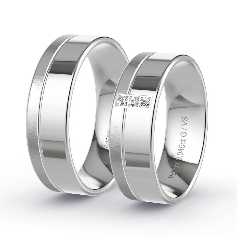 Alianzas Paladio - 0.045 kt Diamantes - Modelo N°1311 Alianzas Paladio - 0.045 kt Diamantes - Modelo N°1311