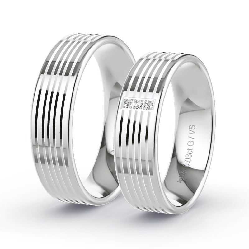 Alianzas Plata - 0.03 kt Diamantes - Modelo N°1403 Alianzas Plata - 0.03 kt Diamantes - Modelo N°1403