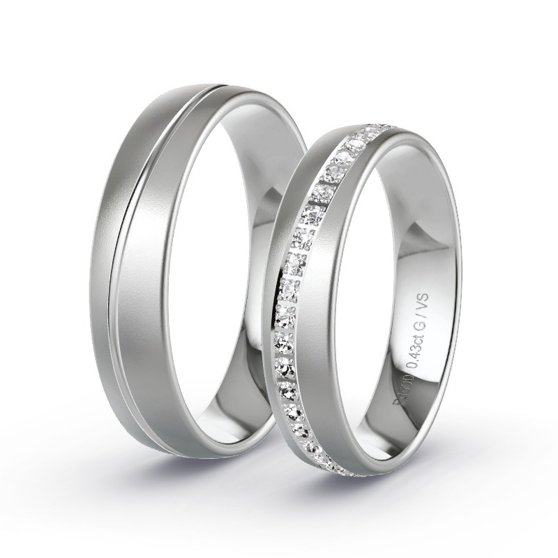 Alianzas Paladio - 0.43 kt Diamantes - Modelo N°1406 Alianzas Paladio - 0.43 kt Diamantes - Modelo N°1406