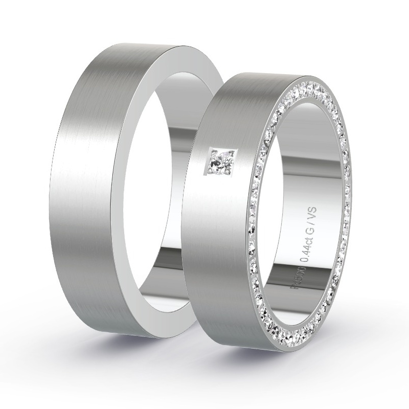 Alianzas Paladio - 0.45 kt Diamantes - Modelo N°1407 Alianzas Paladio - 0.45 kt Diamantes - Modelo N°1407