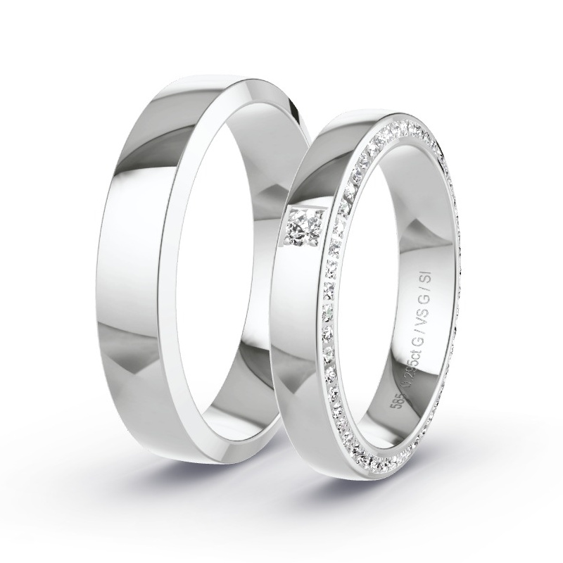 Alianzas Oro blanco - 0.295 kt Diamantes - Modelo N°1511 Alianzas Oro blanco - 0.295 kt Diamantes - Modelo N°1511