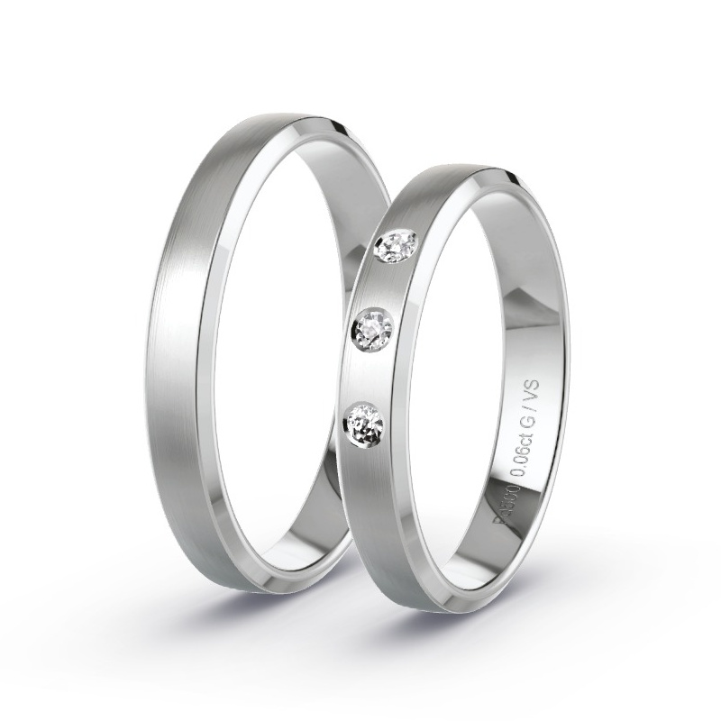 Alianzas Paladio - 0.06 kt Diamantes - Modelo N°1603 Alianzas Paladio - 0.06 kt Diamantes - Modelo N°1603