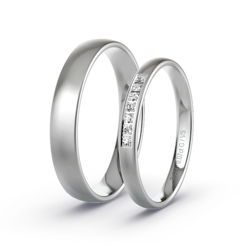 Alianzas Paladio - 0.07 kt Diamantes - Modelo N°1604 Alianzas Paladio - 0.07 kt Diamantes - Modelo N°1604