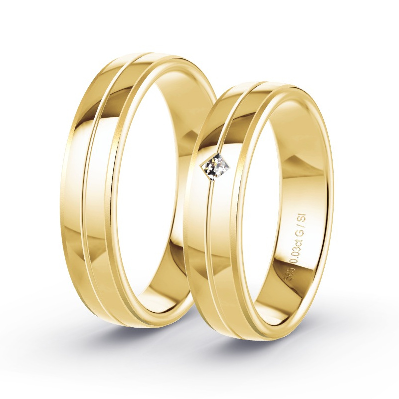 Alianzas Oro amarillo - 0.03 kt Diamantes - Modelo N°1606 Alianzas Oro amarillo - 0.03 kt Diamantes - Modelo N°1606