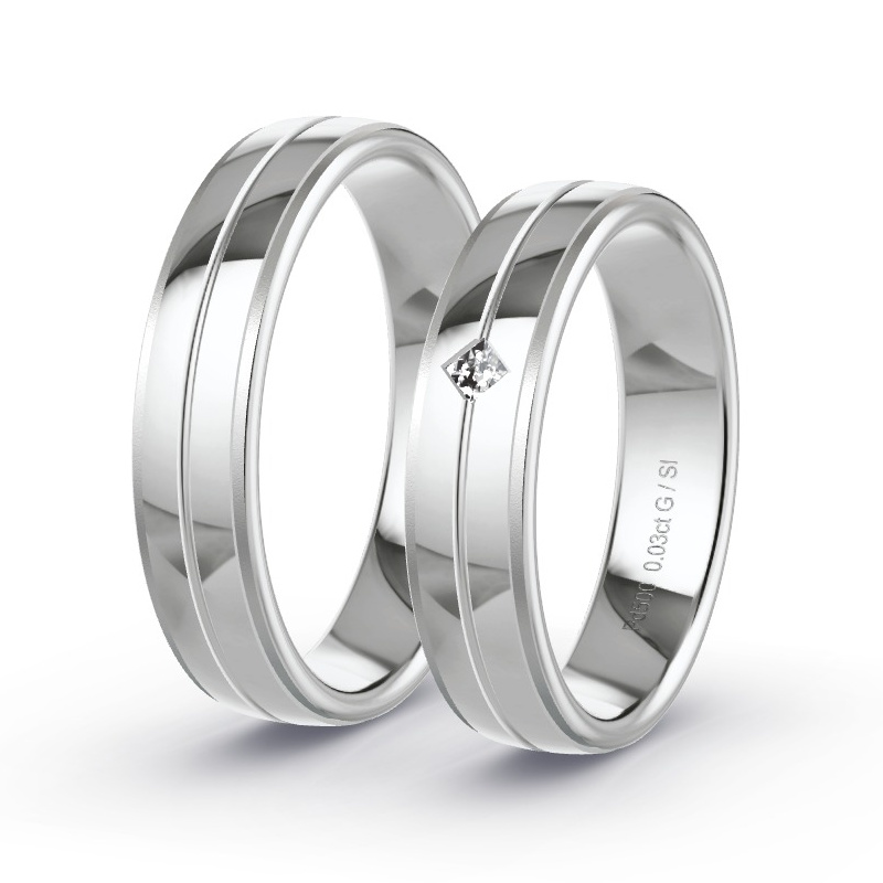 Alianzas Paladio - 0.03 kt Diamantes - Modelo N°1606 Alianzas Paladio - 0.03 kt Diamantes - Modelo N°1606