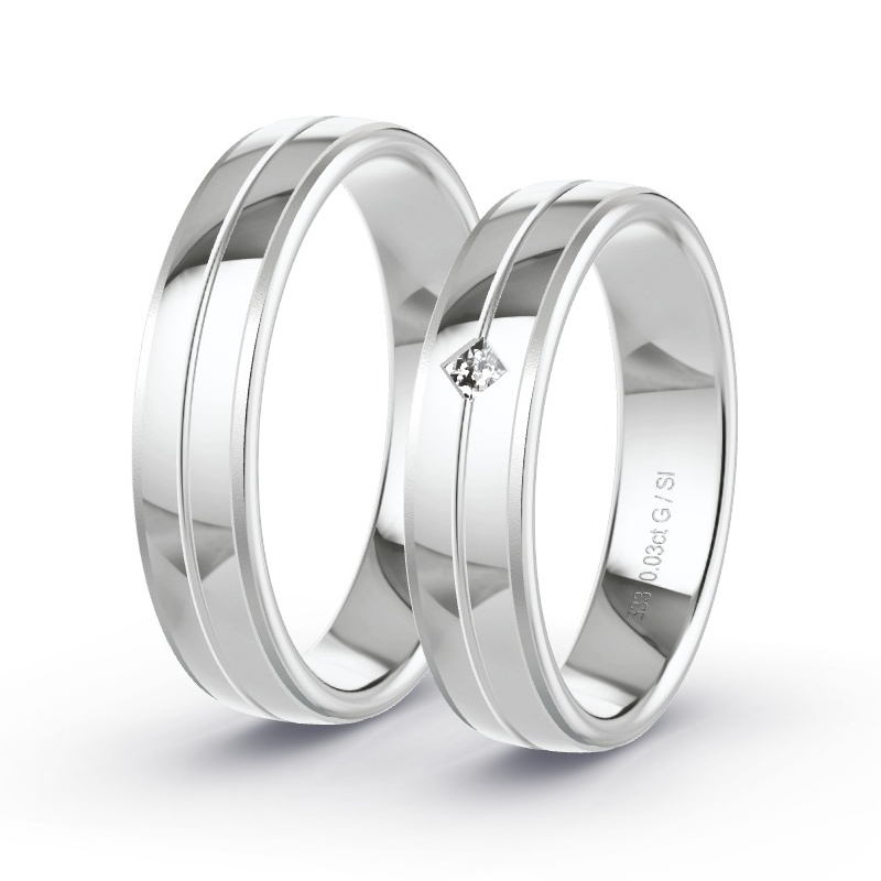 Alianzas Oro blanco - 0.03 kt Diamantes - Modelo N°1606 Alianzas Oro blanco - 0.03 kt Diamantes - Modelo N°1606