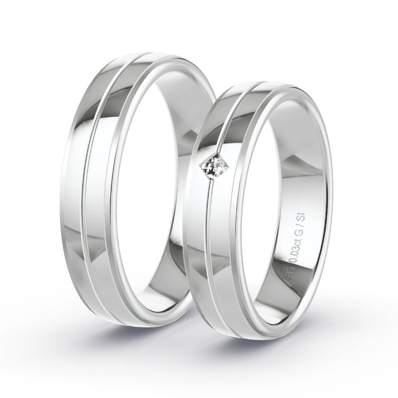Alianzas Oro blanco - 0.03 kt Diamantes - Modelo N°1606 Alianzas Oro blanco - 0.03 kt Diamantes - Modelo N°1606