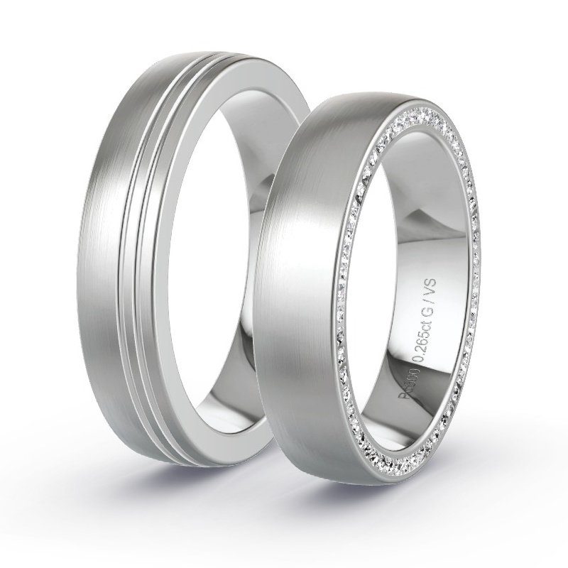 Alianzas Paladio - 0.265 kt Diamantes - Modelo N°1617 Alianzas Paladio - 0.265 kt Diamantes - Modelo N°1617