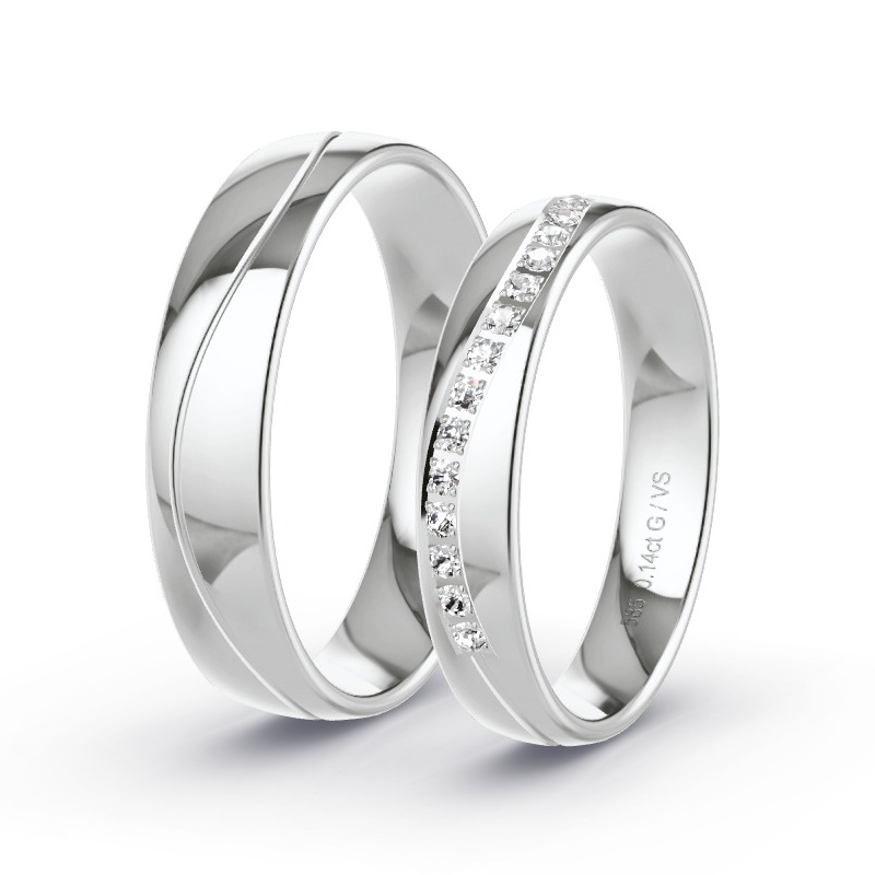 Alianzas Oro blanco - 0.14 kt Diamantes - Modelo N°1621 Alianzas Oro blanco - 0.14 kt Diamantes - Modelo N°1621