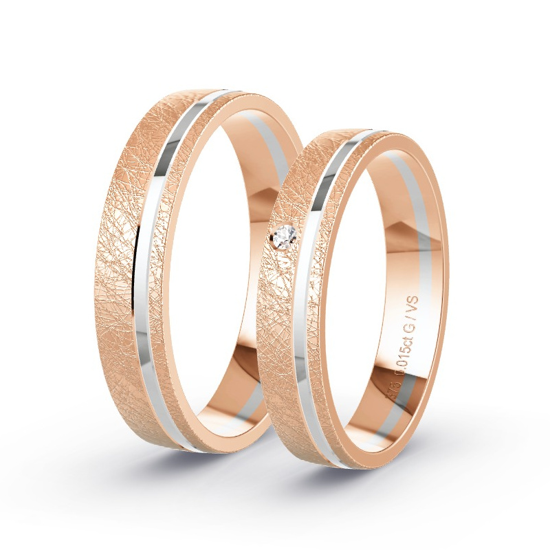 Alianzas Oro rosa/oro blanco - 0.015 kt Diamantes - Modelo N°1622