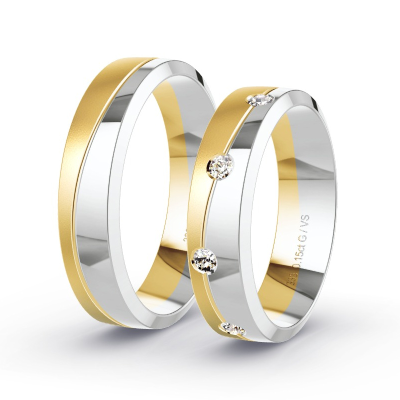Alianzas Oro amarillo/oro blanco - 0.18 kt Diamantes - Modelo N°1624 Alianzas Oro amarillo/oro blanco - 0.18 kt Diamantes - Modelo N°1624