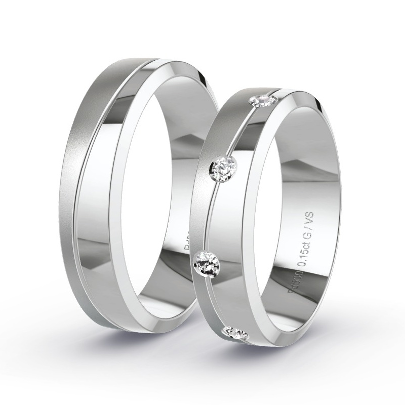 Alianzas Paladio - 0.18 kt Diamantes - Modelo N°1624 Alianzas Paladio - 0.18 kt Diamantes - Modelo N°1624