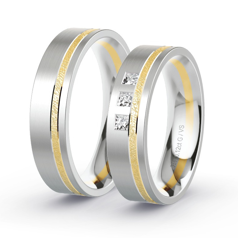 Alianzas Oro amarillo/oro blanco - 0.12 kt Diamantes - Modelo N°1625 Alianzas Oro amarillo/oro blanco - 0.12 kt Diamantes - Modelo N°1625