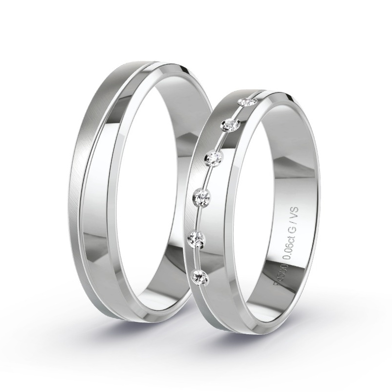Alianzas Paladio - 0.06 kt Diamantes - Modelo N°1628 Alianzas Paladio - 0.06 kt Diamantes - Modelo N°1628