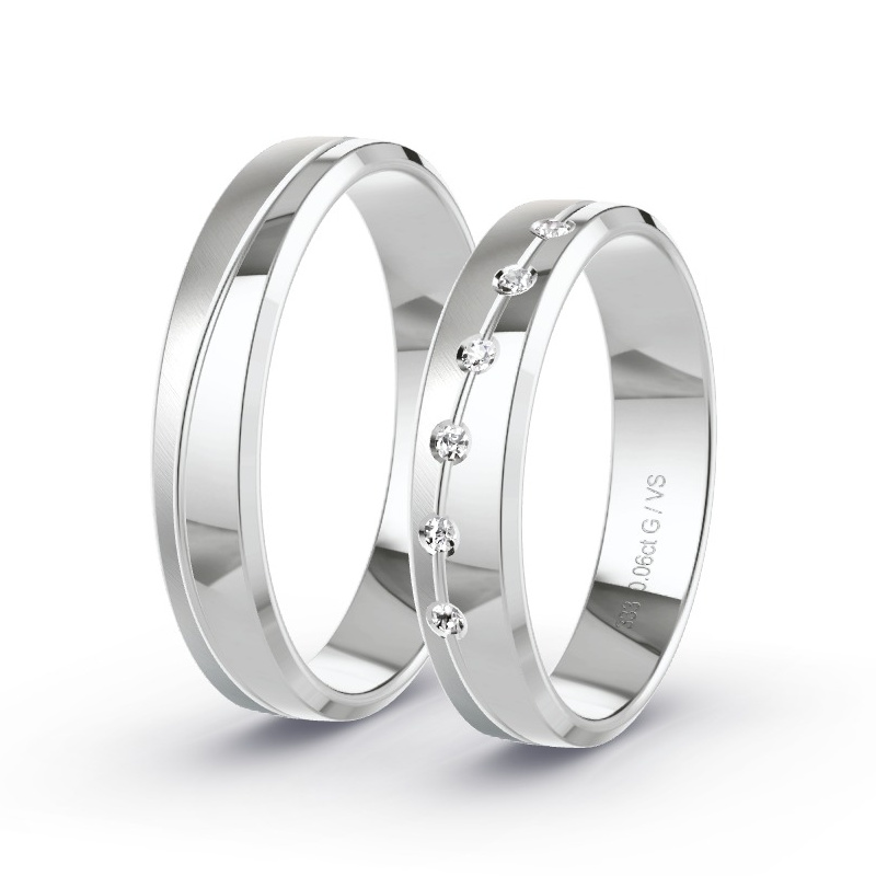 Alianzas Oro blanco - 0.06 kt Diamantes - Modelo N°1628 Alianzas Oro blanco - 0.06 kt Diamantes - Modelo N°1628