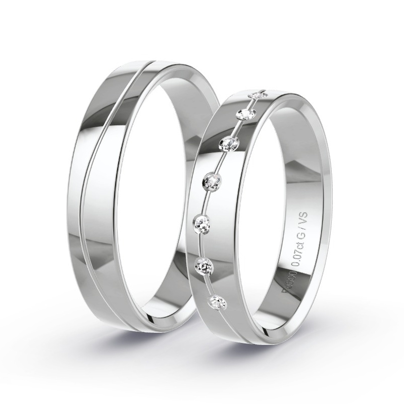 Alianzas Paladio - 0.07 kt Diamantes - Modelo N°1629 Alianzas Paladio - 0.07 kt Diamantes - Modelo N°1629