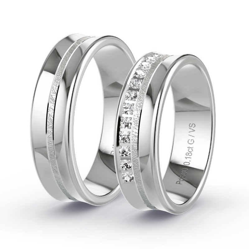 Alianzas Paladio - 0.195 kt Diamantes - Modelo N°1630 Alianzas Paladio - 0.195 kt Diamantes - Modelo N°1630