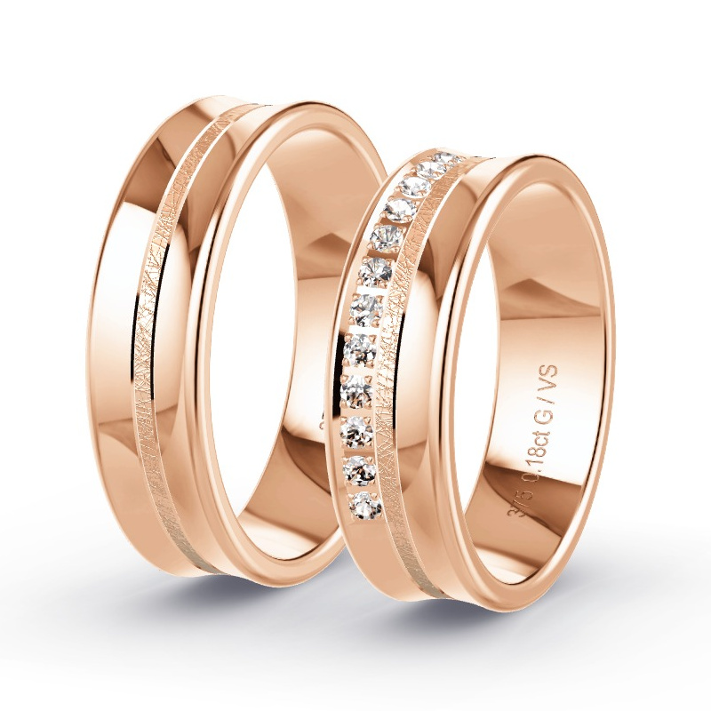 Alianzas Oro rosa - 0.195 kt Diamantes - Modelo N°1630 Alianzas Oro rosa - 0.195 kt Diamantes - Modelo N°1630