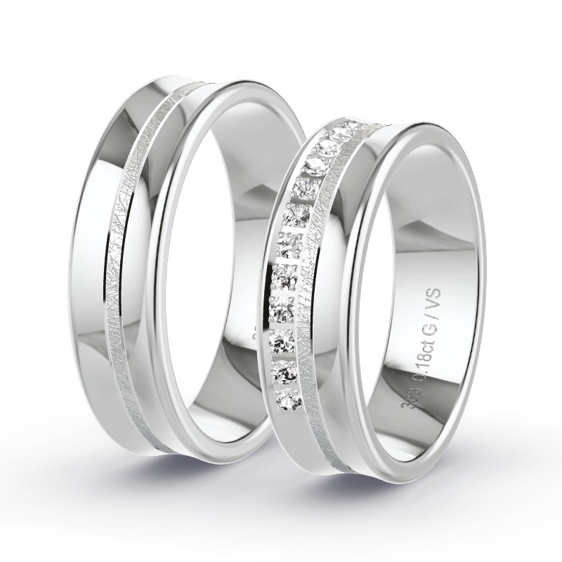 Alianzas Oro blanco - 0.195 kt Diamantes - Modelo N°1630 Alianzas Oro blanco - 0.195 kt Diamantes - Modelo N°1630