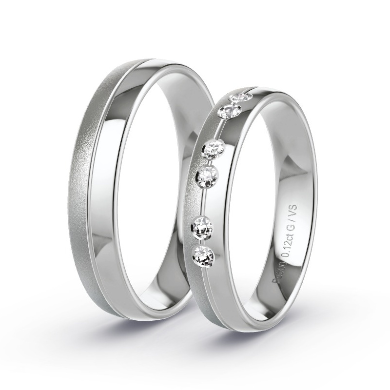 Alianzas Paladio - 0.12 kt Diamantes - Modelo N°1631 Alianzas Paladio - 0.12 kt Diamantes - Modelo N°1631