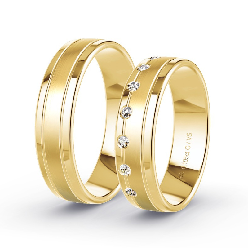 Alianzas Oro amarillo - 0.105 kt Diamantes - Modelo N°1633 Alianzas Oro amarillo - 0.105 kt Diamantes - Modelo N°1633