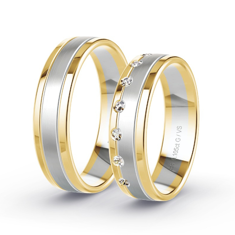 Alianzas Oro amarillo/oro blanco - 0.105 kt Diamantes - Modelo N°1633