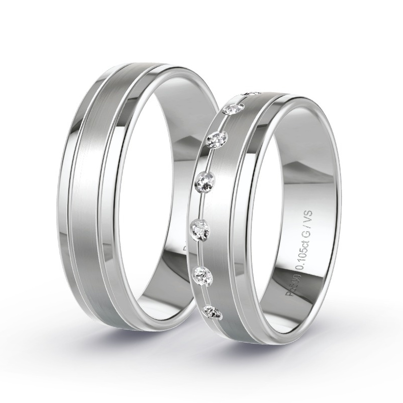 Alianzas Paladio - 0.105 kt Diamantes - Modelo N°1633 Alianzas Paladio - 0.105 kt Diamantes - Modelo N°1633