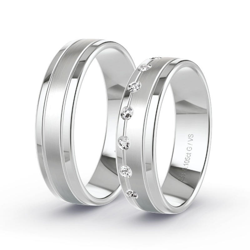Alianzas Oro blanco - 0.105 kt Diamantes - Modelo N°1633 Alianzas Oro blanco - 0.105 kt Diamantes - Modelo N°1633
