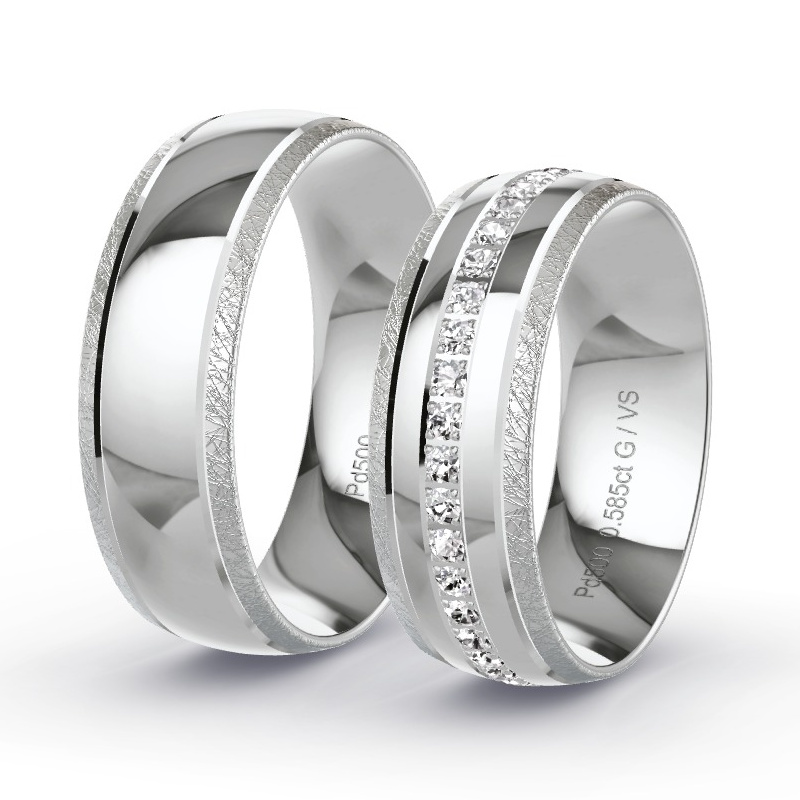 Alianzas Paladio - 0.585 kt Diamantes - Modelo N°1634 Alianzas Paladio - 0.585 kt Diamantes - Modelo N°1634
