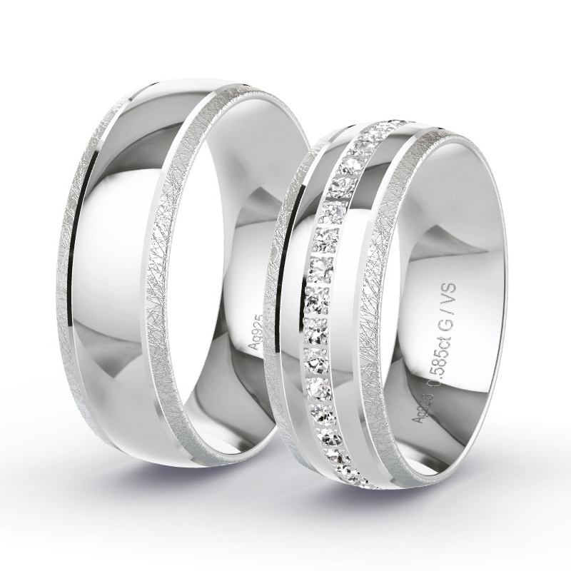 Alianzas Plata - 0.585 kt Diamantes - Modelo N°1634 Alianzas Plata - 0.585 kt Diamantes - Modelo N°1634