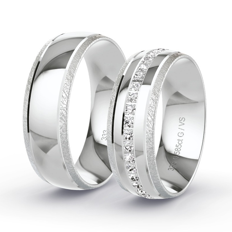 Alianzas Oro blanco - 0.585 kt Diamantes - Modelo N°1634 Alianzas Oro blanco - 0.585 kt Diamantes - Modelo N°1634