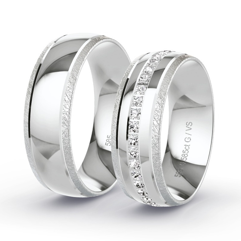 Alianzas Oro blanco - 0.585 kt Diamantes - Modelo N°1634 Alianzas Oro blanco - 0.585 kt Diamantes - Modelo N°1634