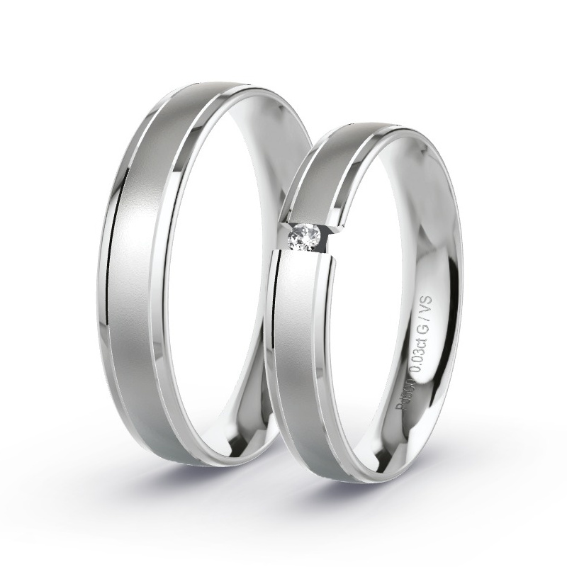 Alianzas Paladio - 0.03 kt Diamantes - Modelo N°1635 Alianzas Paladio - 0.03 kt Diamantes - Modelo N°1635
