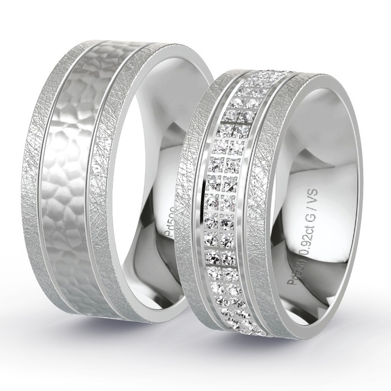 Alianzas Paladio - 0.92 kt Diamantes - Modelo N°1636 Alianzas Paladio - 0.92 kt Diamantes - Modelo N°1636