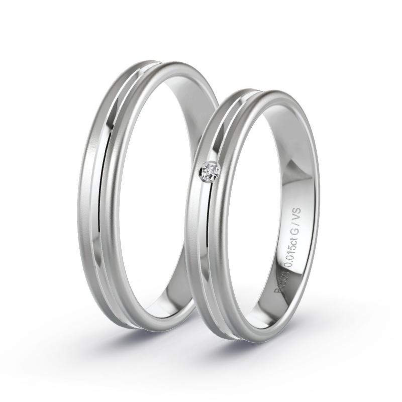 Alianzas Paladio - 0.015 kt Diamantes - Modelo N°1639 Alianzas Paladio - 0.015 kt Diamantes - Modelo N°1639