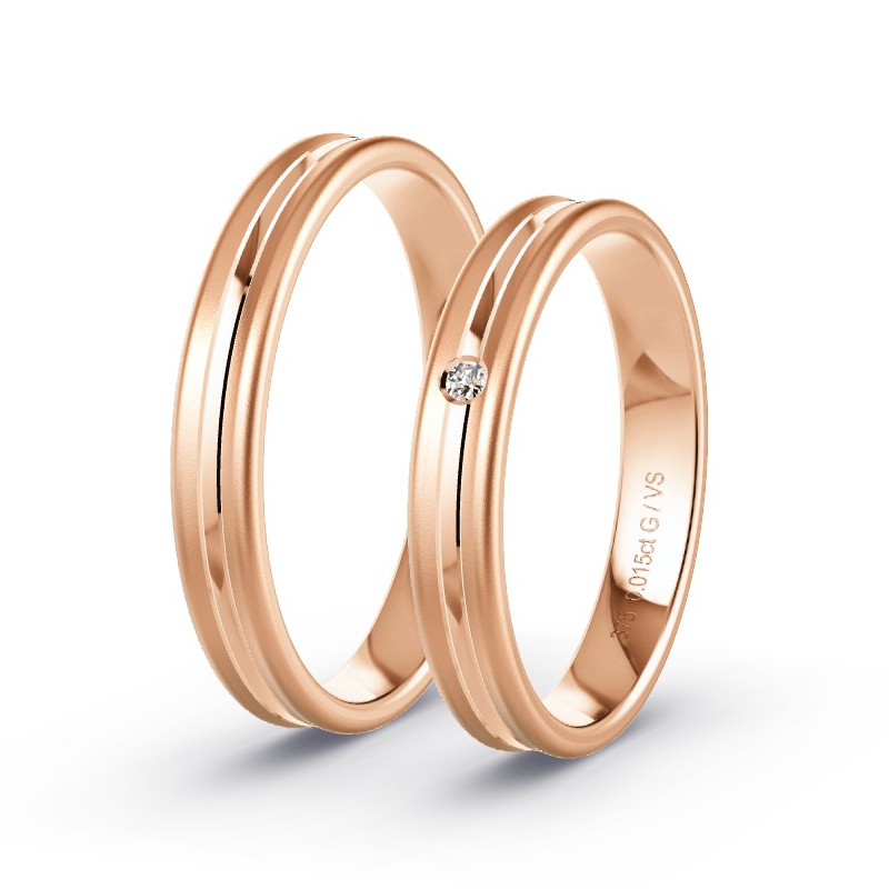 Alianzas Oro rosa - 0.015 kt Diamantes - Modelo N°1639 Alianzas Oro rosa - 0.015 kt Diamantes - Modelo N°1639