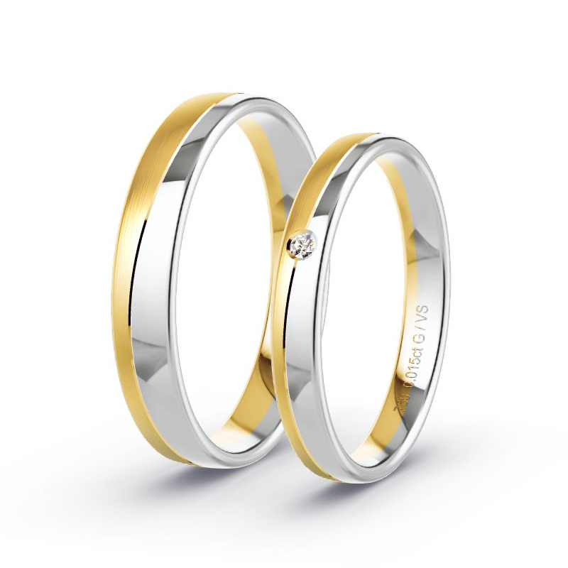 Alianzas Oro amarillo/oro blanco - 0.015 kt Diamantes - Modelo N°1640
