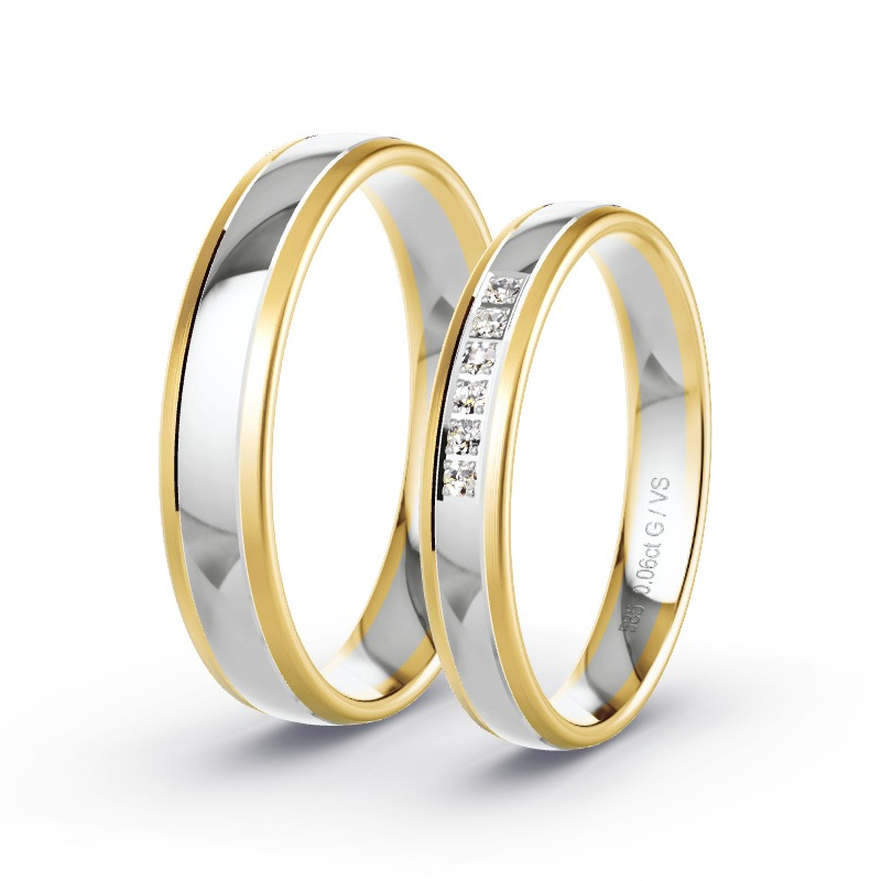 Alianzas Oro amarillo/oro blanco - 0.06 kt Diamantes - Modelo N°1642