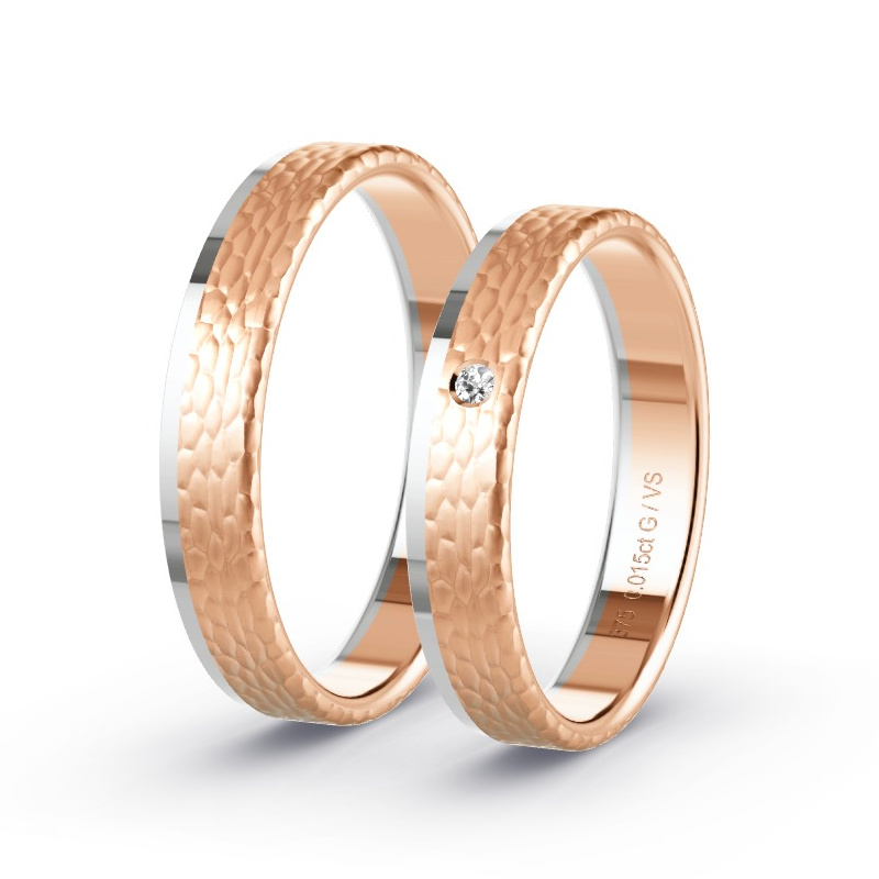 Alianzas Oro rosa/oro blanco - 0.015 kt Diamantes - Modelo N°1643