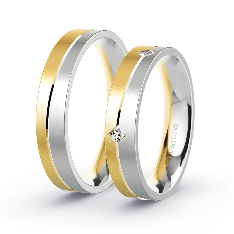 Alianzas Oro amarillo/oro blanco - 0.15 kt Diamantes - Modelo N°1648 Alianzas Oro amarillo/oro blanco - 0.15 kt Diamantes - Modelo N°1648