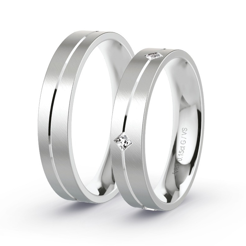 Alianzas Plata - 0.15 kt Diamantes - Modelo N°1648 Alianzas Plata - 0.15 kt Diamantes - Modelo N°1648