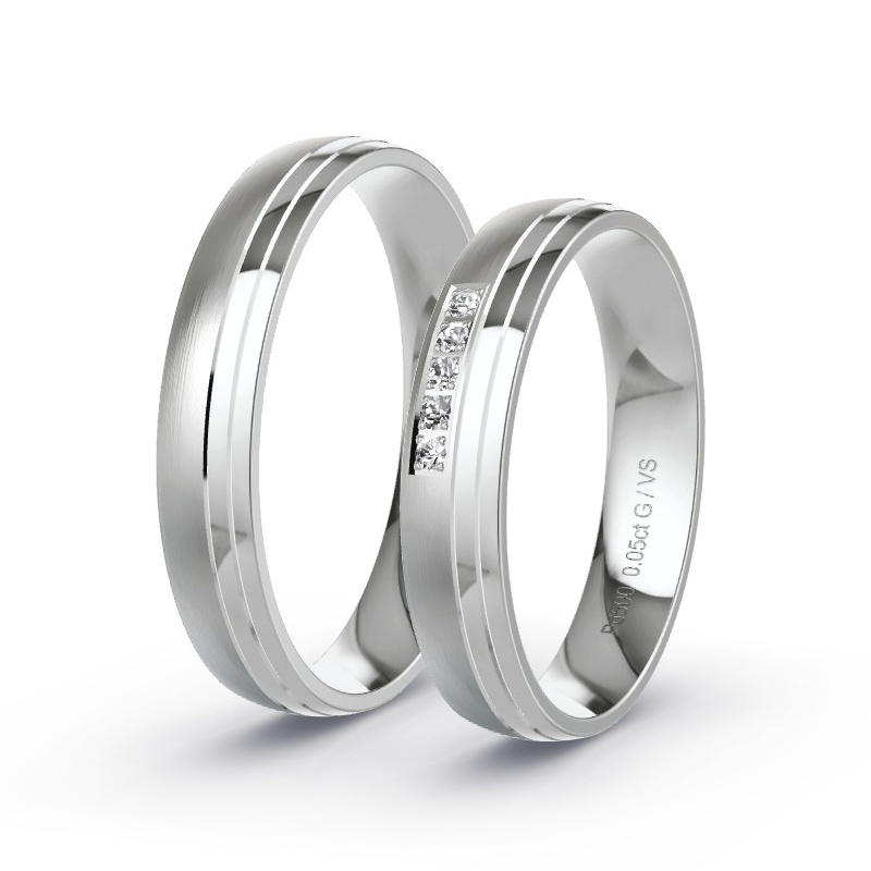 Alianzas Paladio - 0.05 kt Diamantes - Modelo N°1652 Alianzas Paladio - 0.05 kt Diamantes - Modelo N°1652