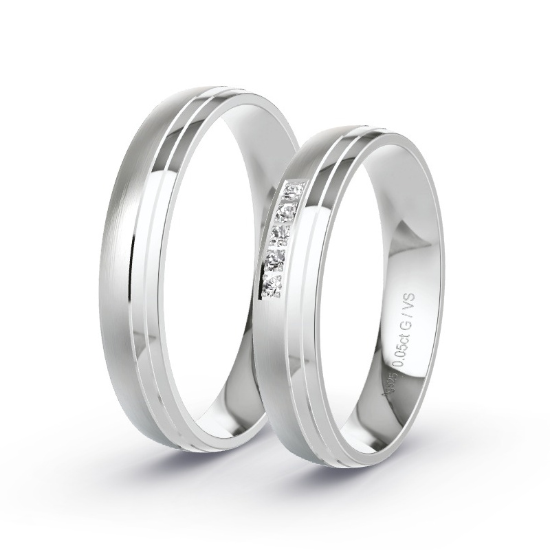 Alianzas Plata - 0.05 kt Diamantes - Modelo N°1652 Alianzas Plata - 0.05 kt Diamantes - Modelo N°1652