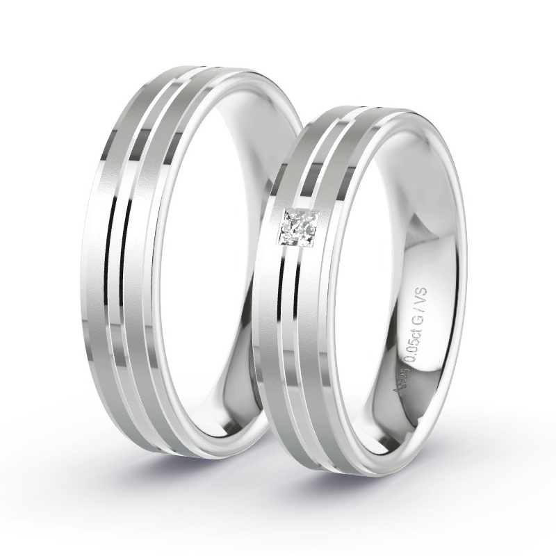 Alianzas Plata - 0.05 kt Diamantes - Modelo N°1653 Alianzas Plata - 0.05 kt Diamantes - Modelo N°1653