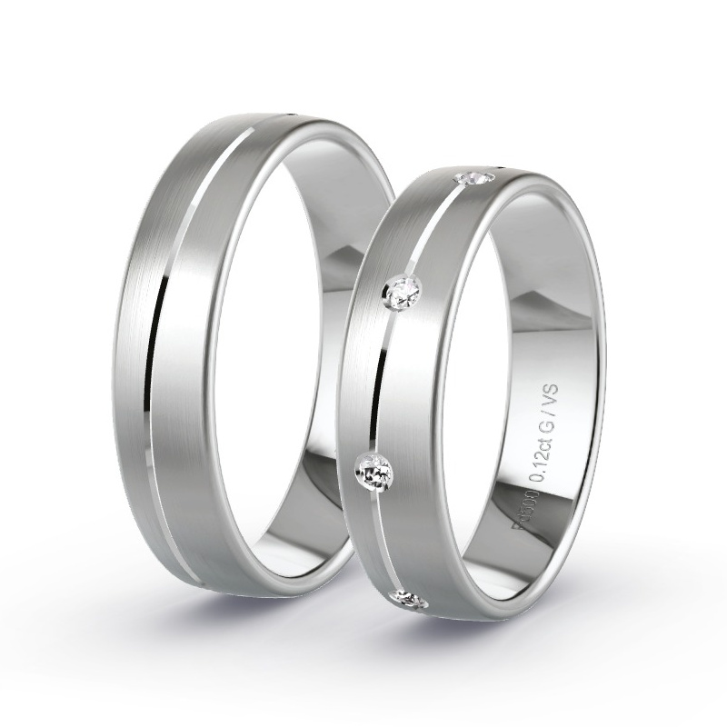 Alianzas Paladio - 0.12 kt Diamantes - Modelo N°1659 Alianzas Paladio - 0.12 kt Diamantes - Modelo N°1659