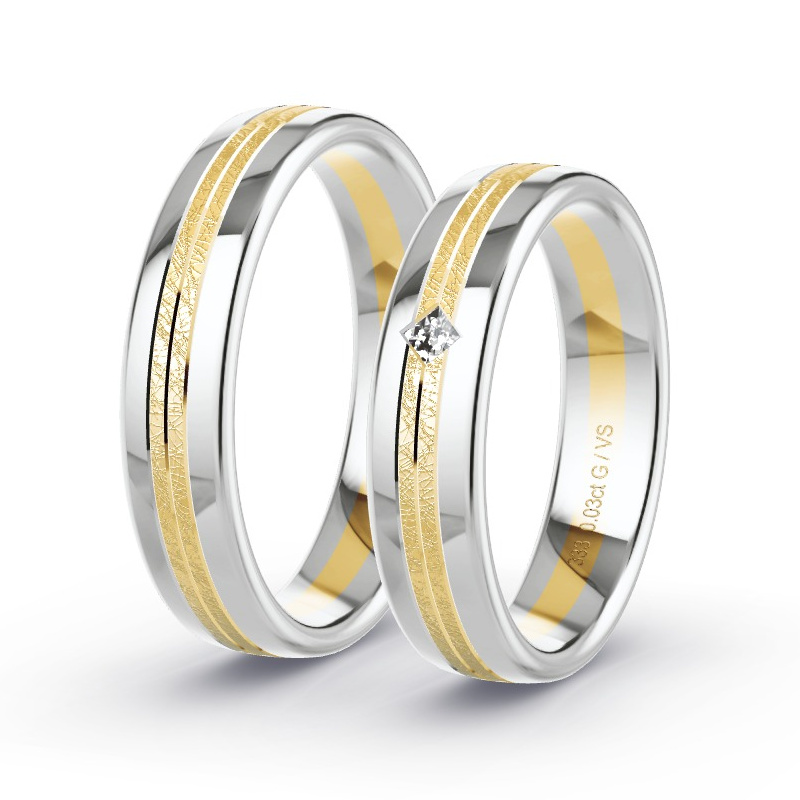 Alianzas Oro amarillo/oro blanco - 0.03 kt Diamantes - Modelo N°1663 Alianzas Oro amarillo/oro blanco - 0.03 kt Diamantes - Modelo N°1663