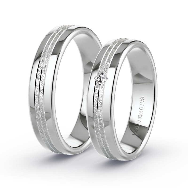 Alianzas Paladio - 0.03 kt Diamantes - Modelo N°1663 Alianzas Paladio - 0.03 kt Diamantes - Modelo N°1663
