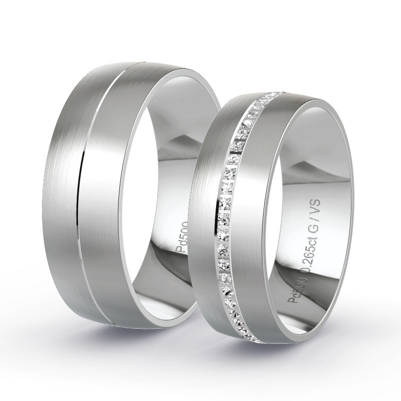 Alianzas Paladio - 0.265 kt Diamantes - Modelo N°1664 Alianzas Paladio - 0.265 kt Diamantes - Modelo N°1664