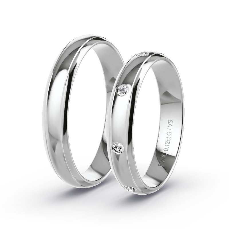 Alianzas Paladio - 0.12 kt Diamantes - Modelo N°1665 Alianzas Paladio - 0.12 kt Diamantes - Modelo N°1665